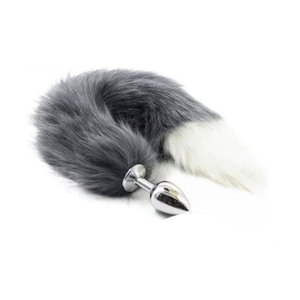 Plug Anal Metalico Cola Zorro Gris - Image 1